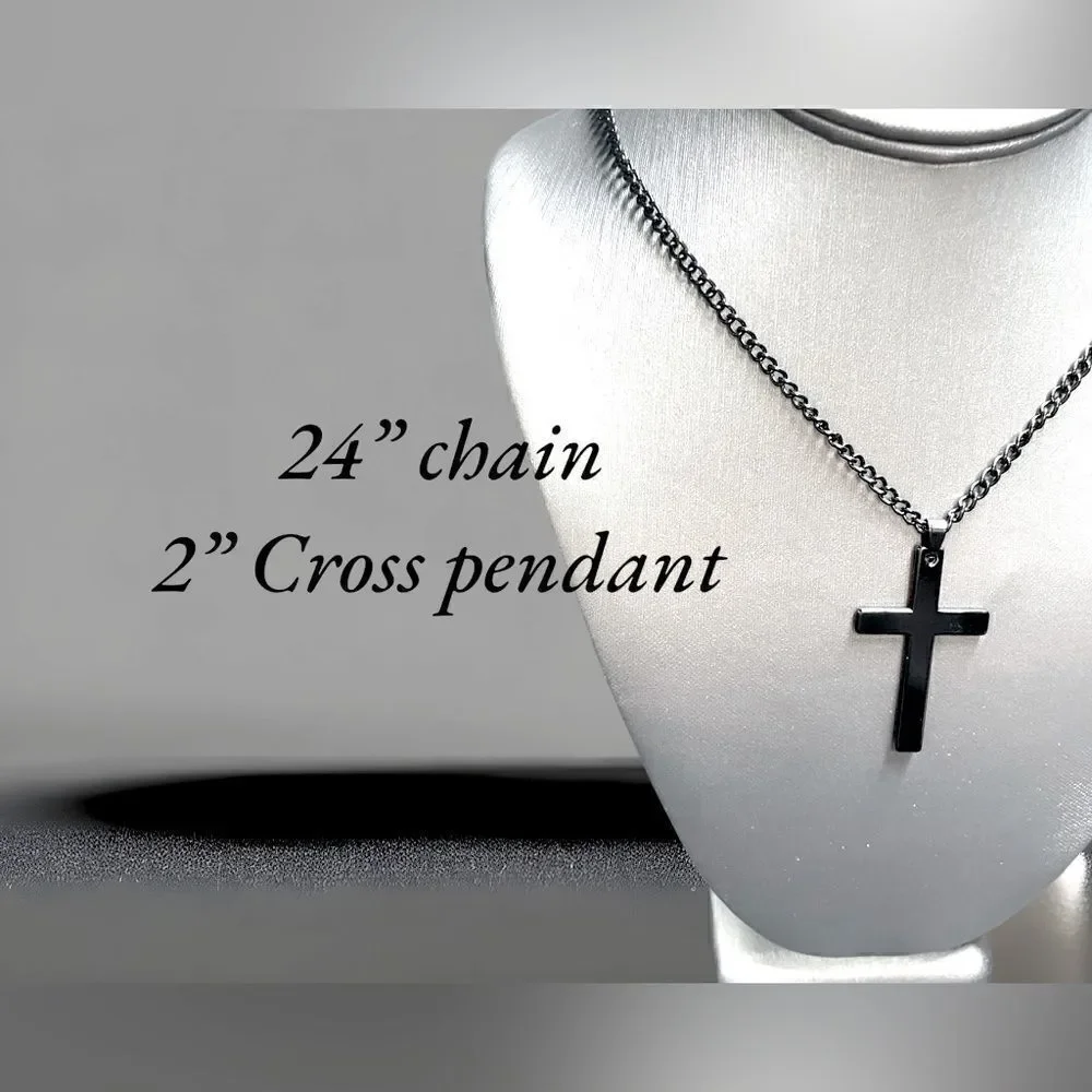Men’s Black Cross Necklace l Unisex l New